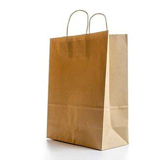 Brown paper shopping bag with handles